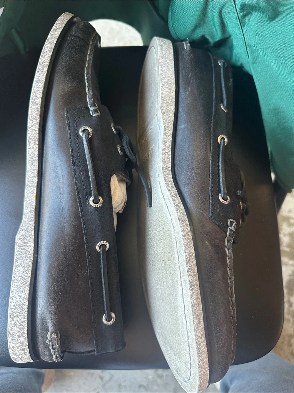 Sperry Black Suede Moc Toe Boat Shoes